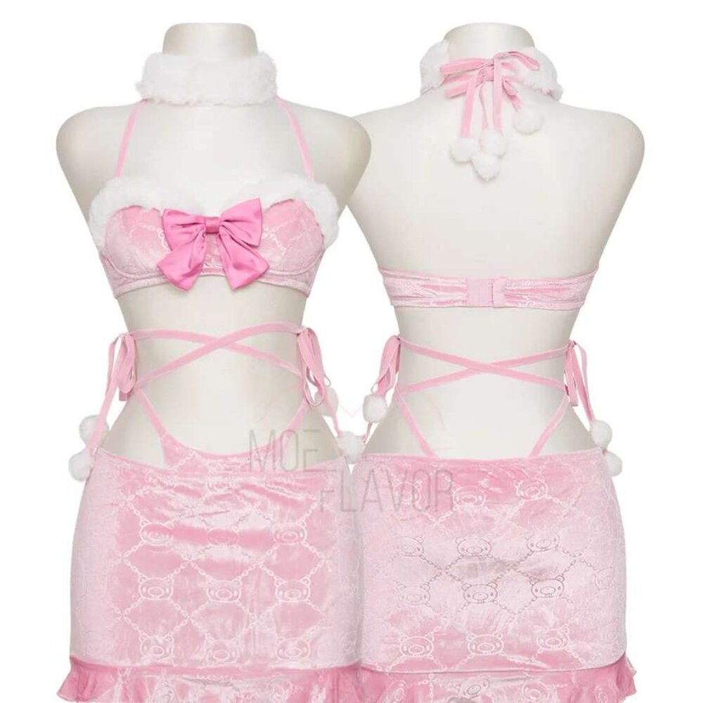 Moeflavor x Gloomy Bear Pink Pastel Velvet Winter Set
